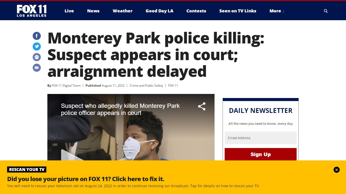 Monterey Park police killing: Suspect appears in court; arraignment delayed